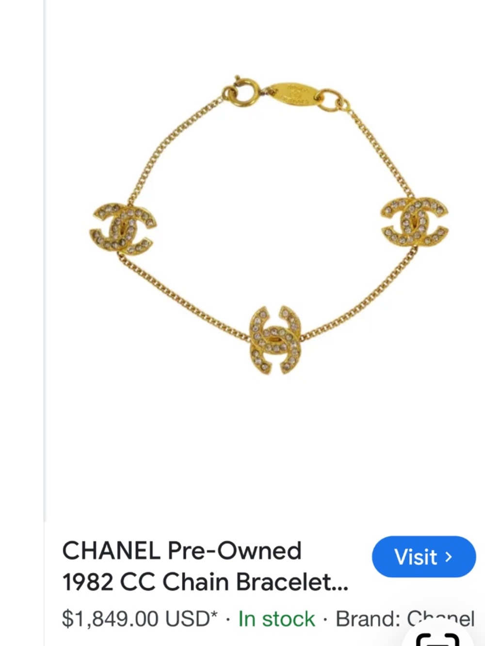 Chanel logo cc crystal gold vintage bracelet - Picture 3 of 5